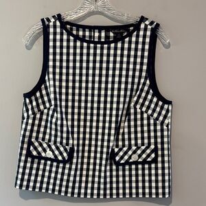 Brooks Brothers Navy and White Gingham Sleeveless Blouse